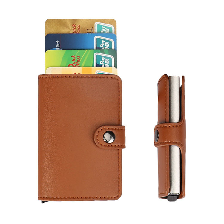 Aluminum RFID Anti-Theft Credit Card Holder Pop Up Wallet para sa Mga Lalaki