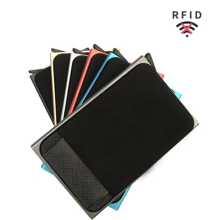 Awtomatikong Pop Up RFID Aluminum Wallet na may Elasticity Back Pouch