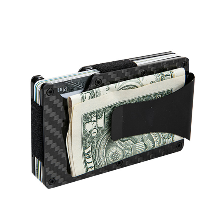 Carbon Fiber RFID Minimalist Wallet na may Cash Clip